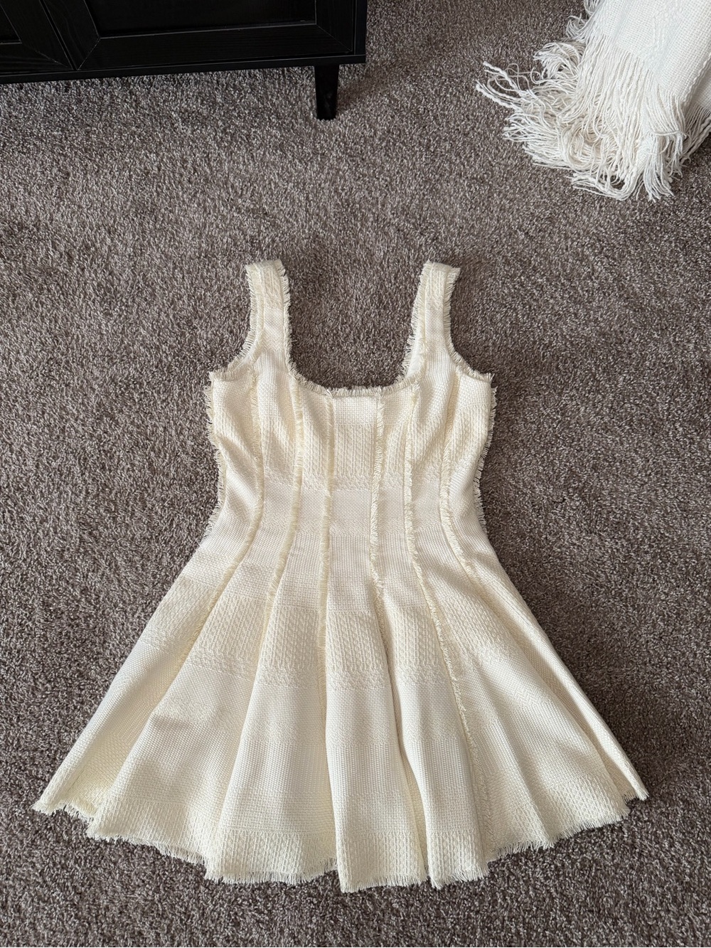 ANTONIO MELANI Cream Textured Knit Fit-and-Flare Dress for Kids
